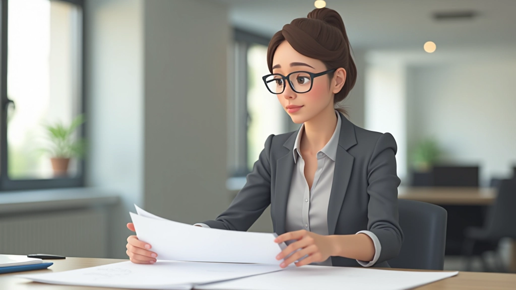 Produzentin schaut sich Storyboard-Ausdrucke mit Zeitleiste und Budget-Notizen an