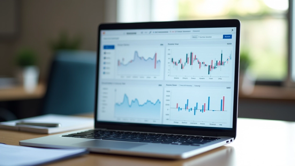 Laptop-Bildschirm mit Finanz-Dashboard und Diagrammen