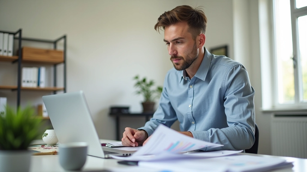 Person analysiert Sparplan-Rechnung mit Taschenrechner und Finanzunterlagen
